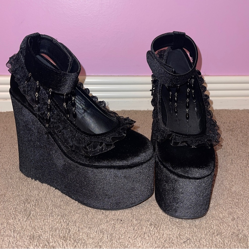 WIDOW Platform heel velvet vampire goth dolls kill shoes Lolita Gothic Witch